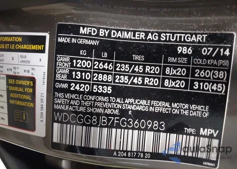 2015 Mercedes-Benz Glk 350 4Matic из США, поврежденный, VIN WDCGG8JB7FG360983